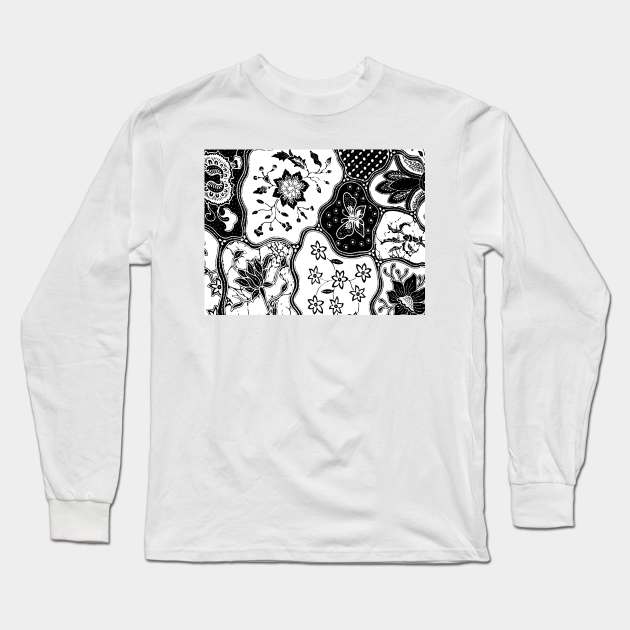 Paisley BATIK MUltiple Flowers Long Sleeve T-Shirt by Batik Mollek